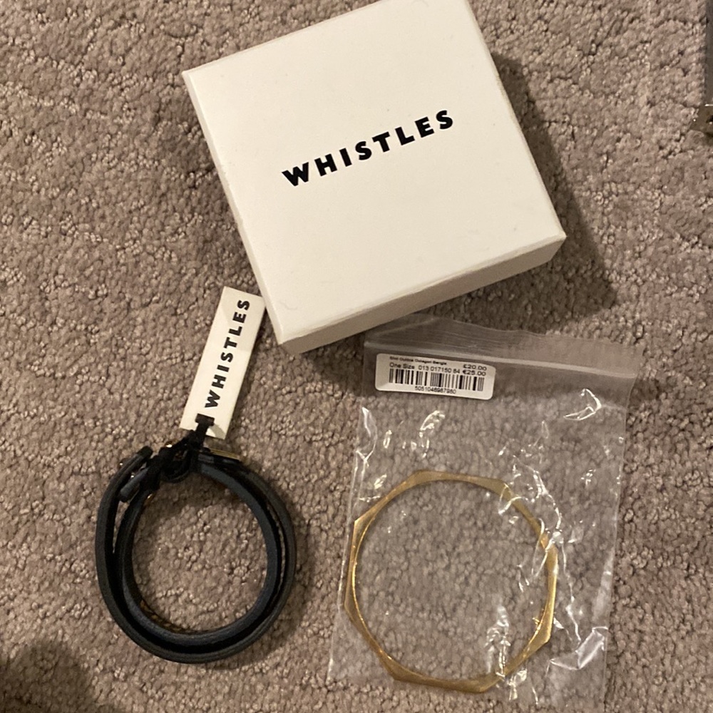 NWT Whistles calf hair double wrap bracelet and slim octagon bangle